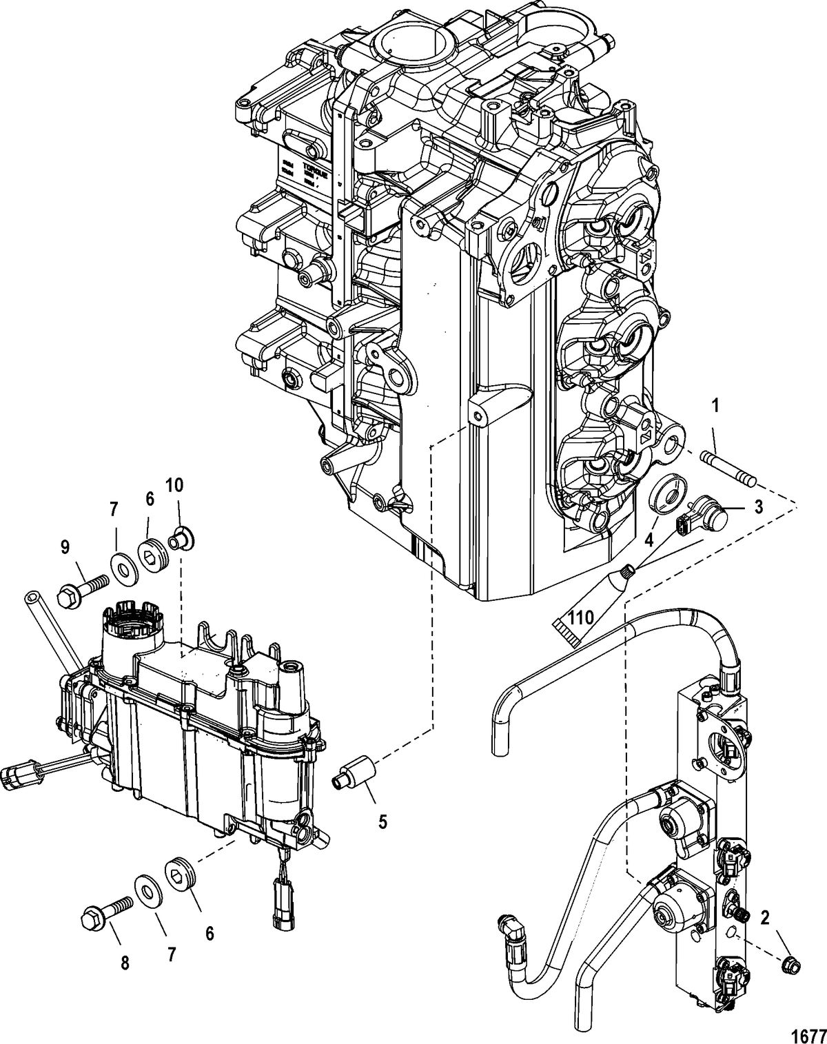 MERCURY/MARINER 75/90/115 DFI 1.5L (3 CYLINDER) Vapor Separator/Fuel Rail Mounting
