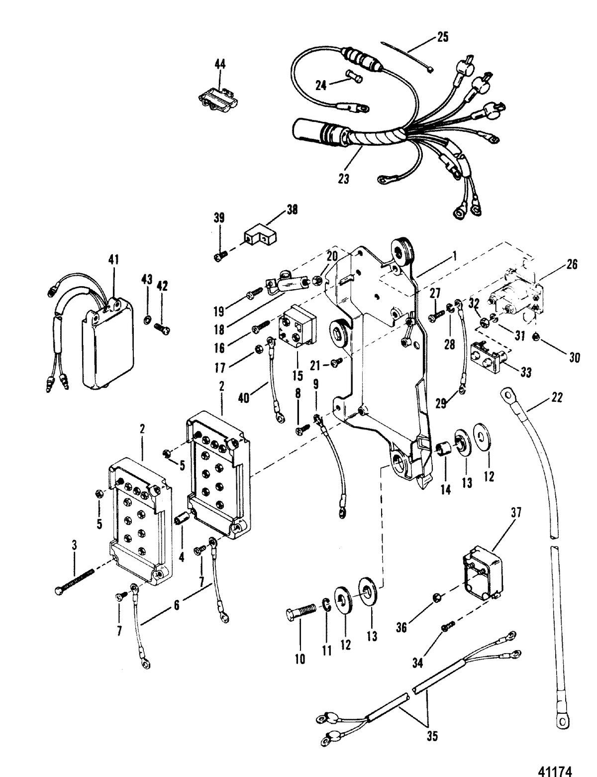 MERCURY/MARINER 220 H.P. (V-6) WIRING HARNESS, STARTER SOLENOID AND RECTIFIER