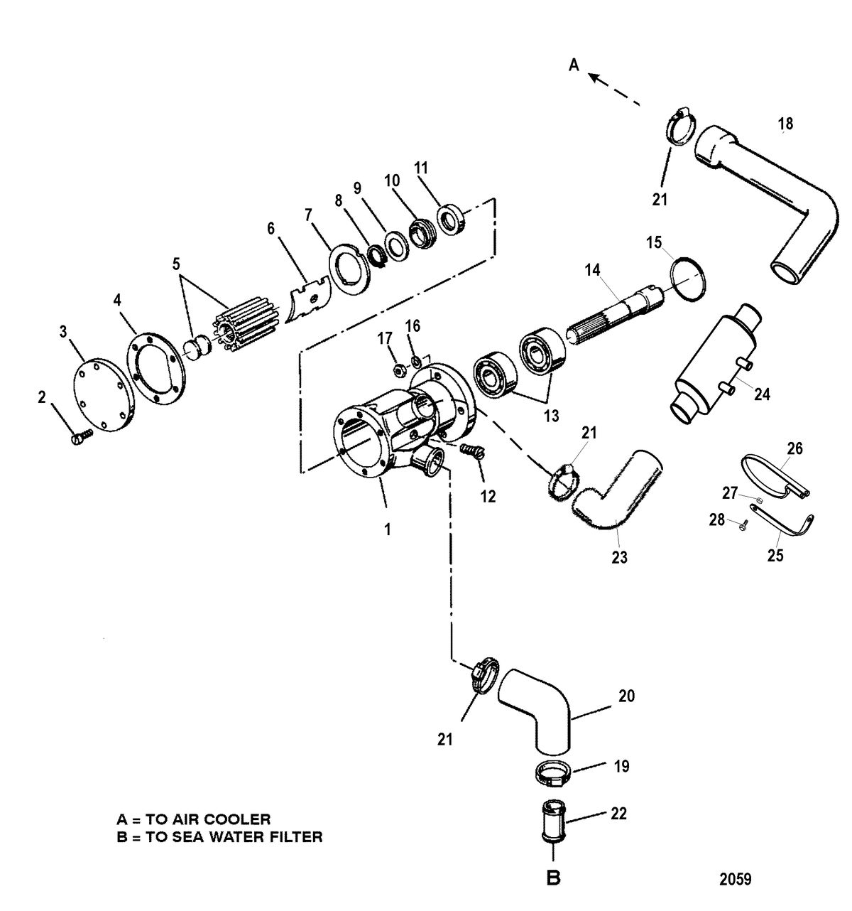 MERCRUISER D4.2L-300 D-TRONIC DIESEL SEAWATER PUMP