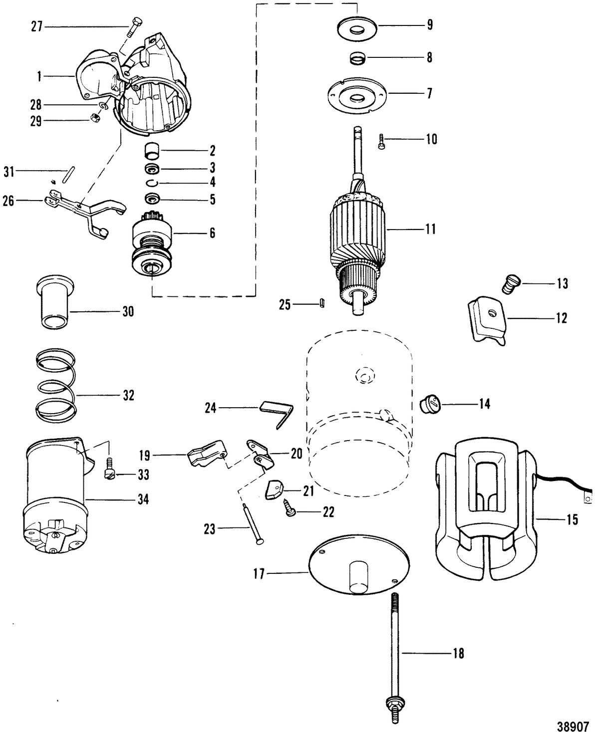 MERCRUISER 340 H.P./7.4L W/BORG WARNER TRANS (GM) STARTER MOTOR
