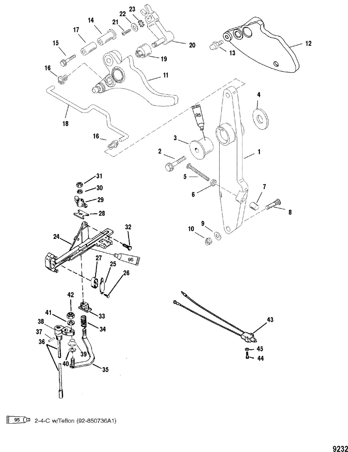 MERCURY/MARINER 115/135/150 DFI (2.5L) Throttle Lever and Shift Shaft