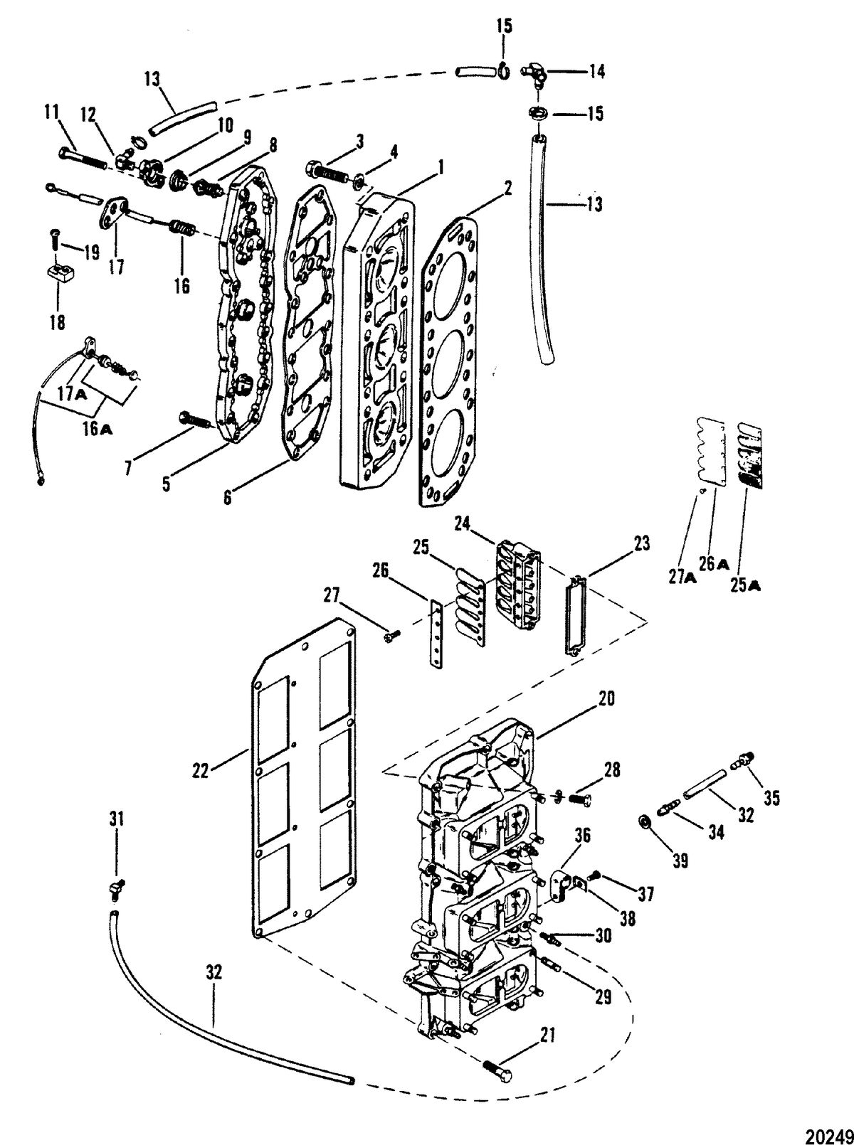 MERCURY/MARINER 150 H.P. XR-2 MARATHON MAGNUM (V-6) (1978-1985 COMBINED BOOK) Reed Block and Cylinder Head