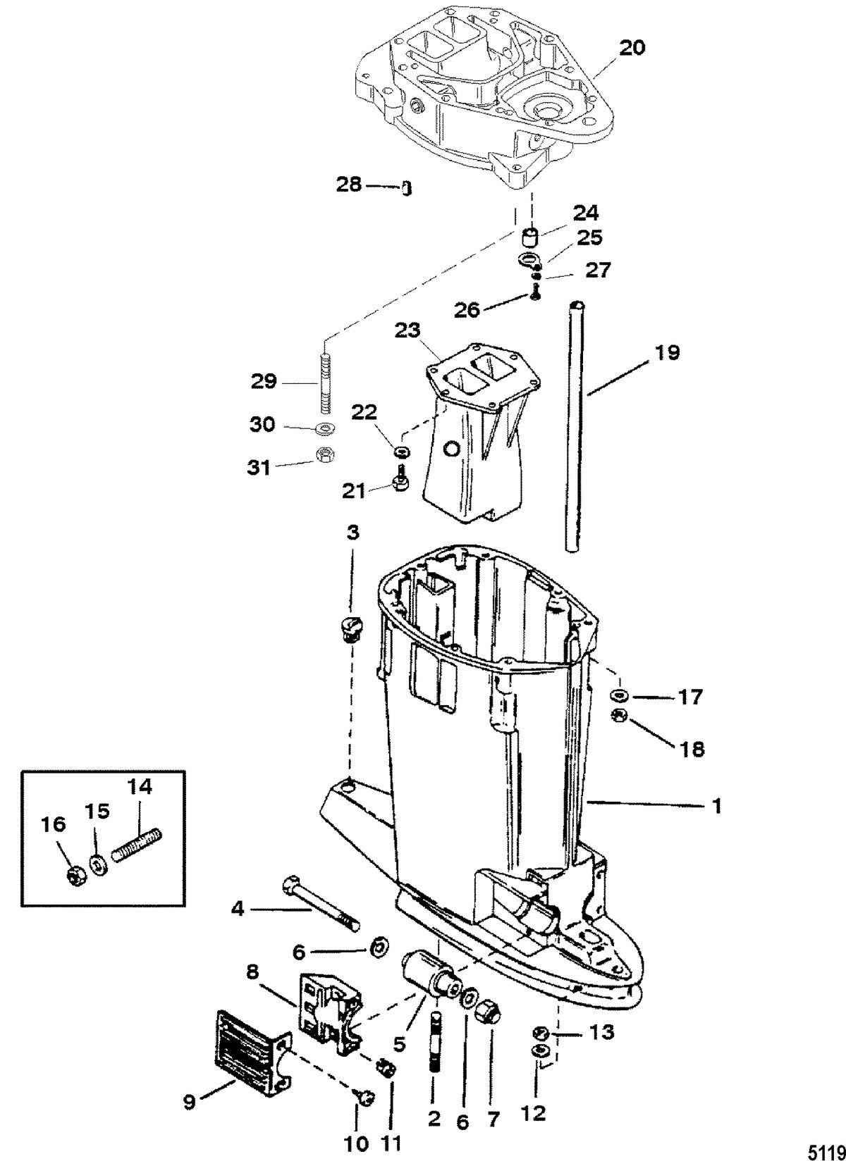 RACE OUTBOARD 2.5L/2.5L OFFSHORE EFI Driveshaft Housing, Long-Standard