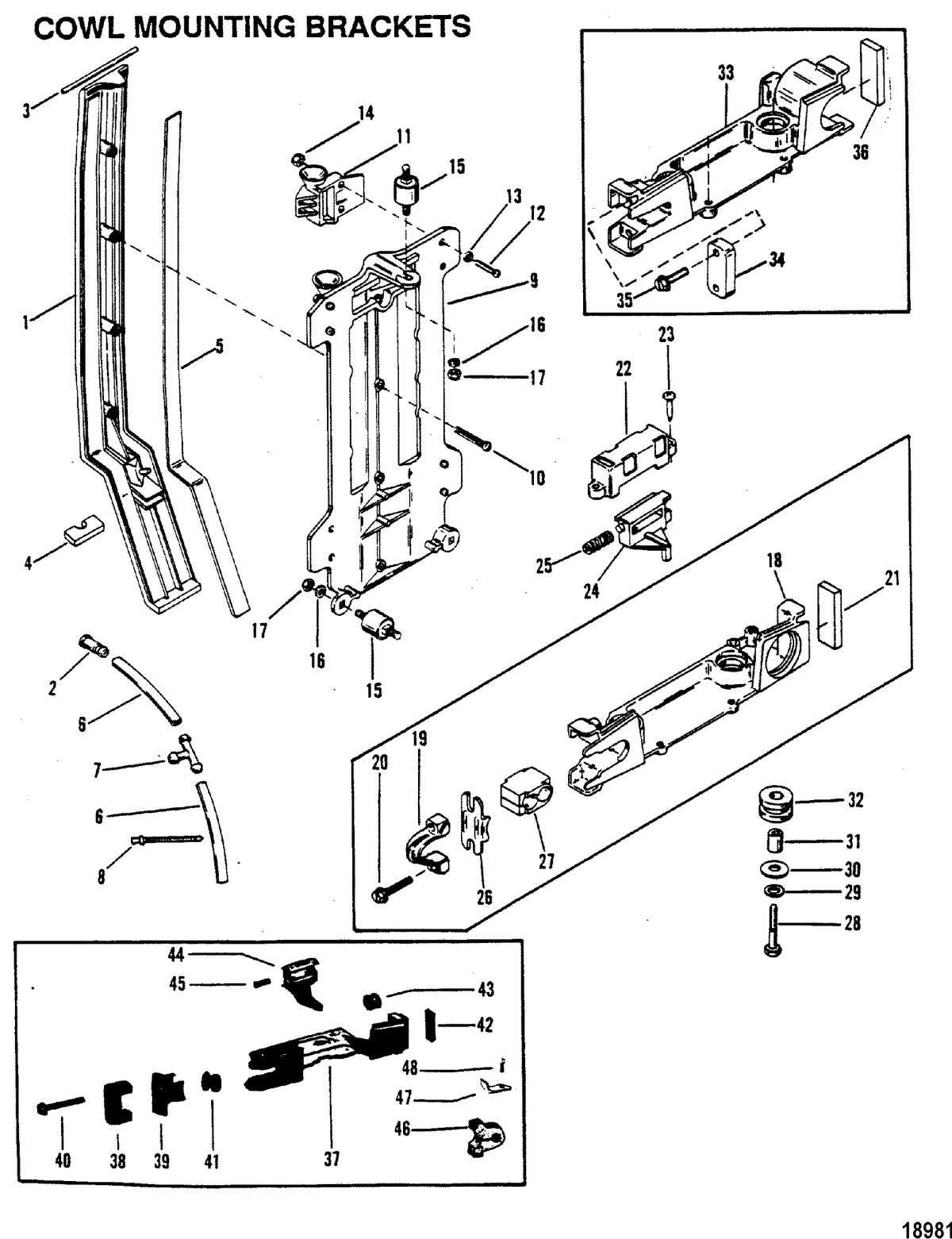 MERCURY/MARINER 200 H.P. (V-6) (1978-1988 COMBINED BOOKS) Cowl Mounting Brackets