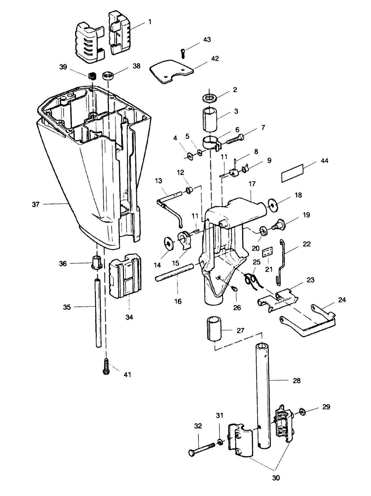 SEARS 15 H.P. 15" LEG OUTBOARD MOTOR Motor Leg and Swivel Bracket