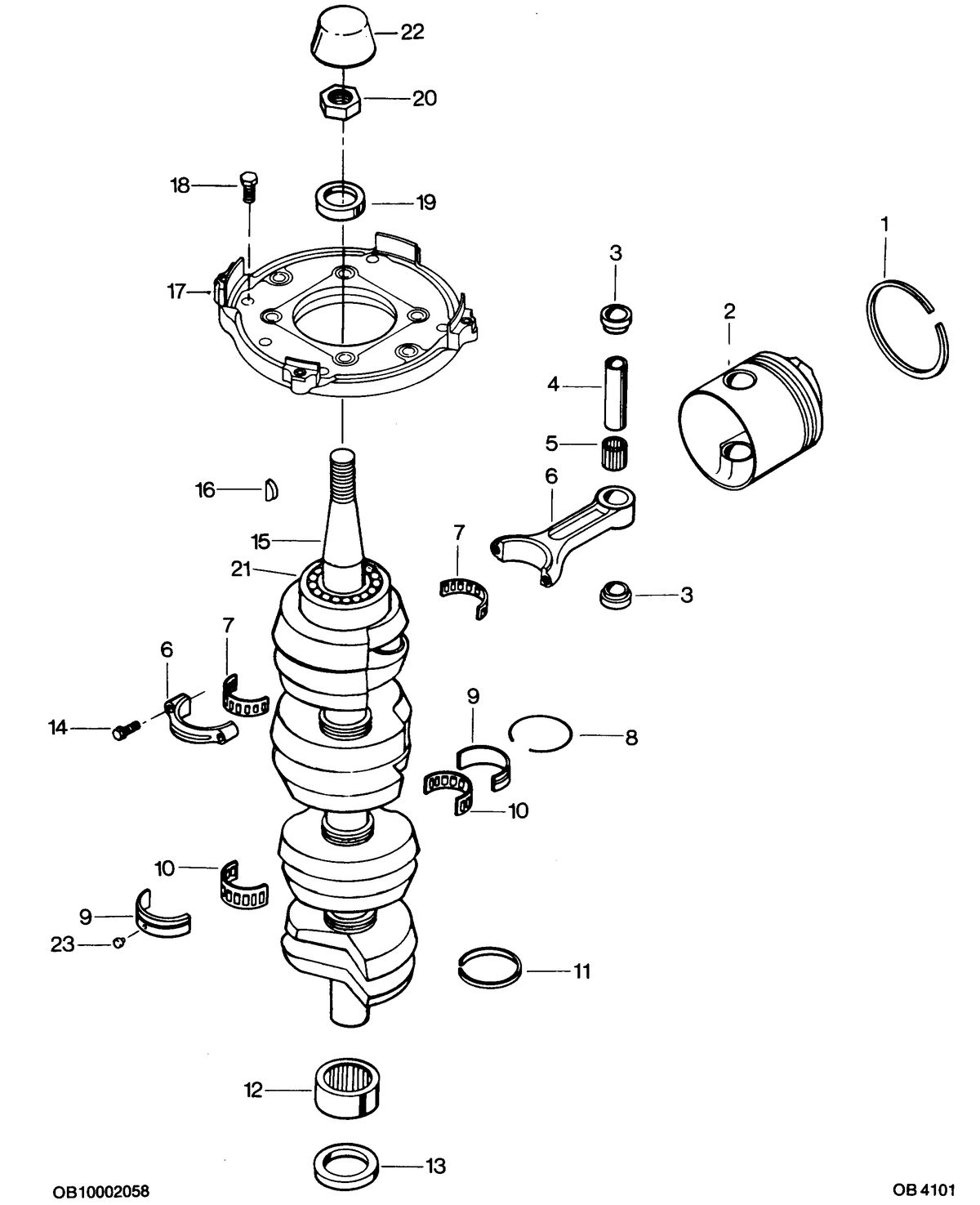 FORCE FORCE 1987 125 H.P. CRANKSHAFT AND PISTON