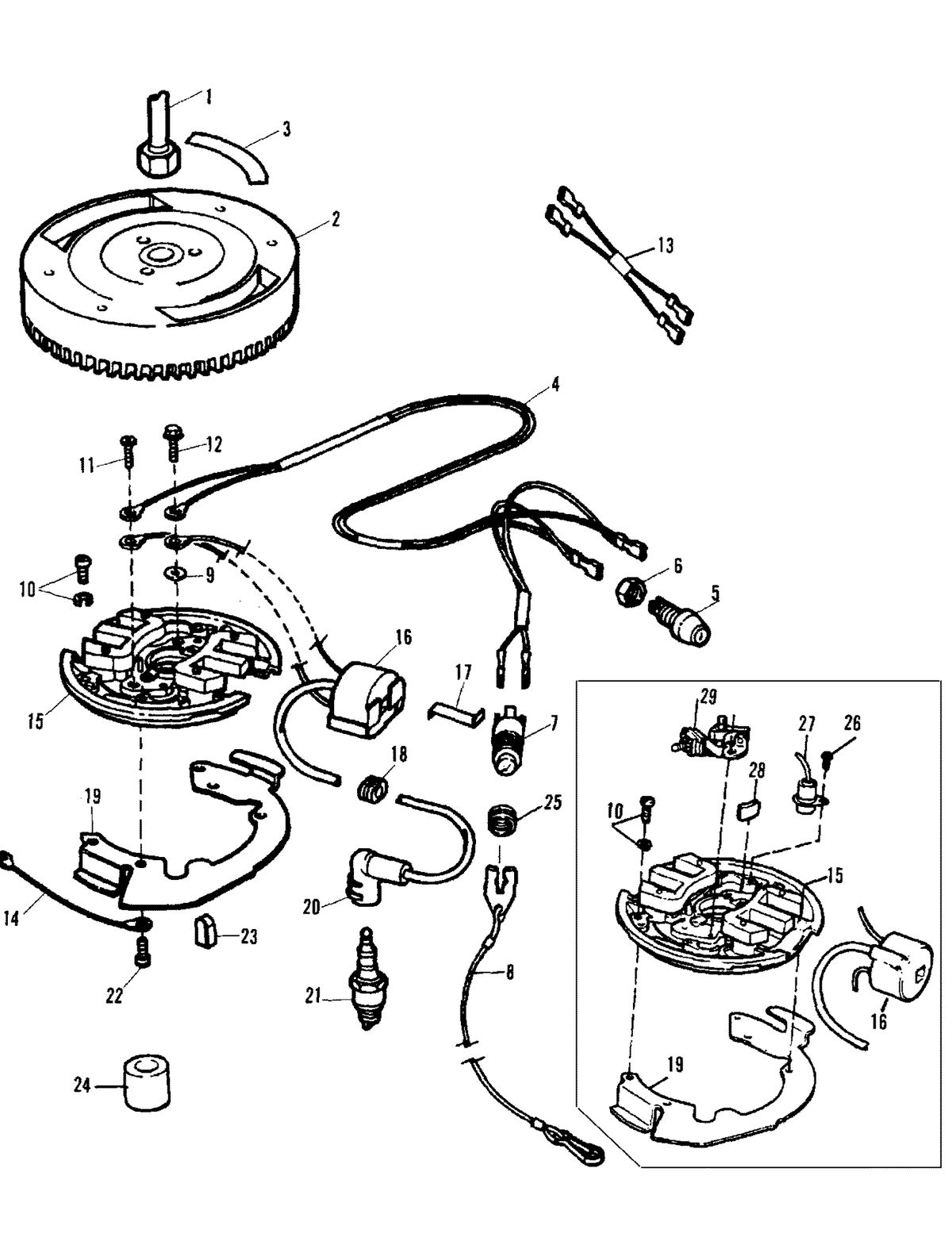 FORCE 9.9/15 H.P. IGNITION SYSTEM (88A/92B & SER. # E000001 THRU E034999)