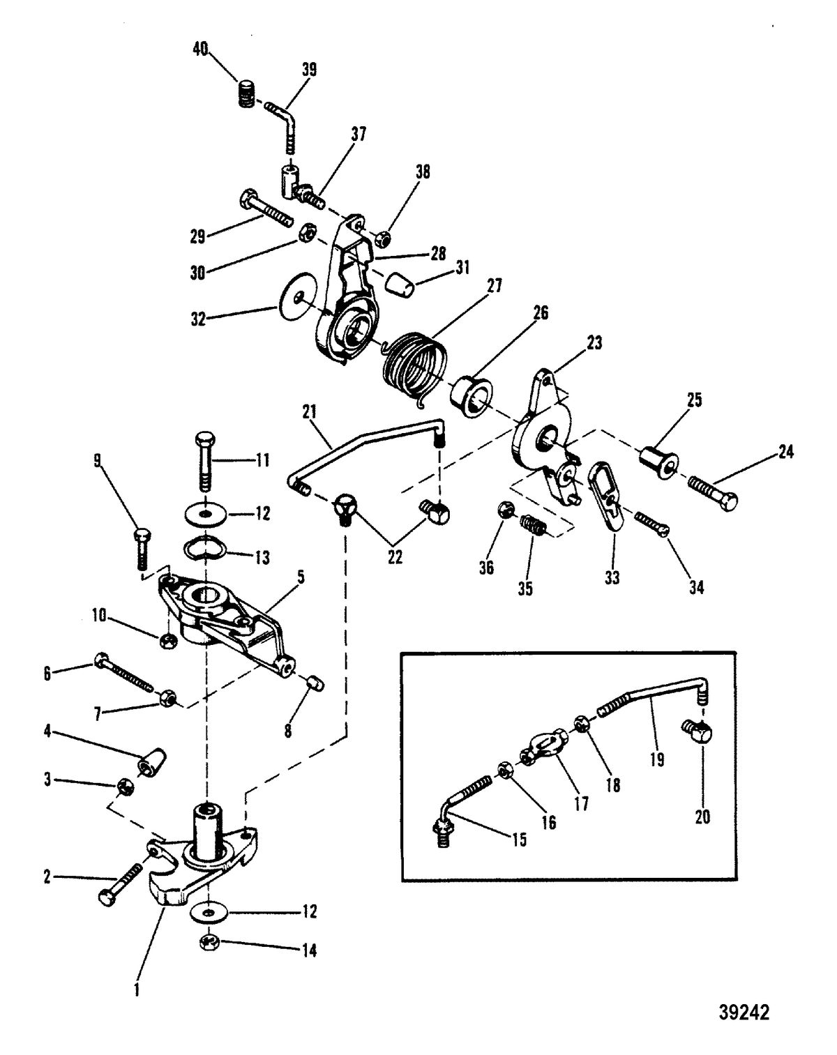 MERCURY MERC 40 THROTTLE AND SPARK ADVANCE LINKAGE