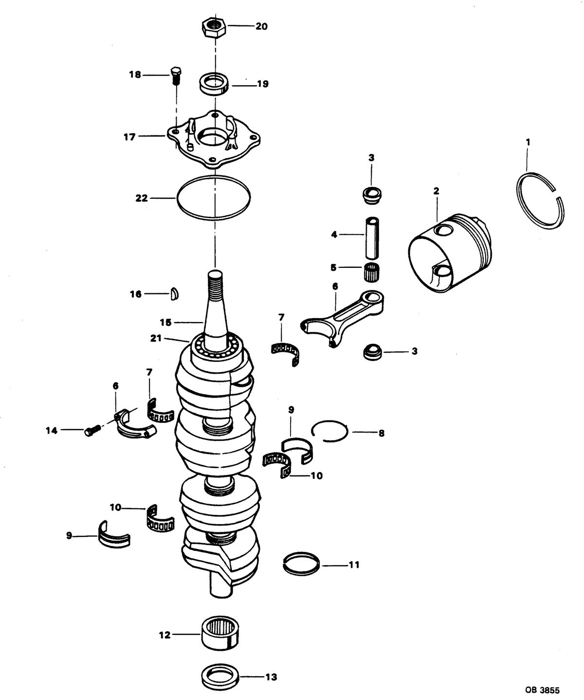 CHRYSLER 140 H.P. CRANKSHAFT AND PISTON GROUP