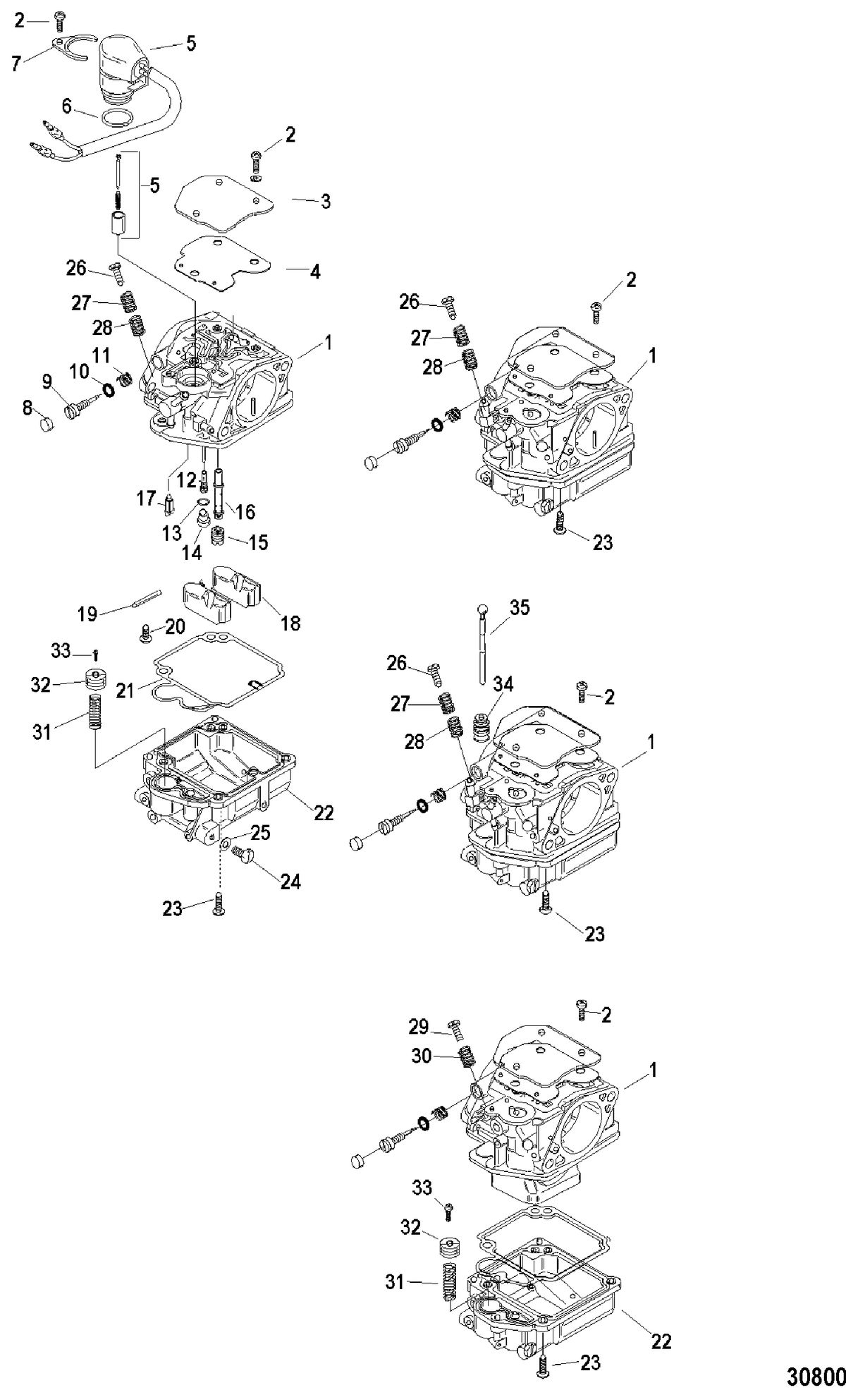 MERCURY/MARINER 40/50/60 (4 CYLINDER) CARB 4-STROKE CARBURETOR