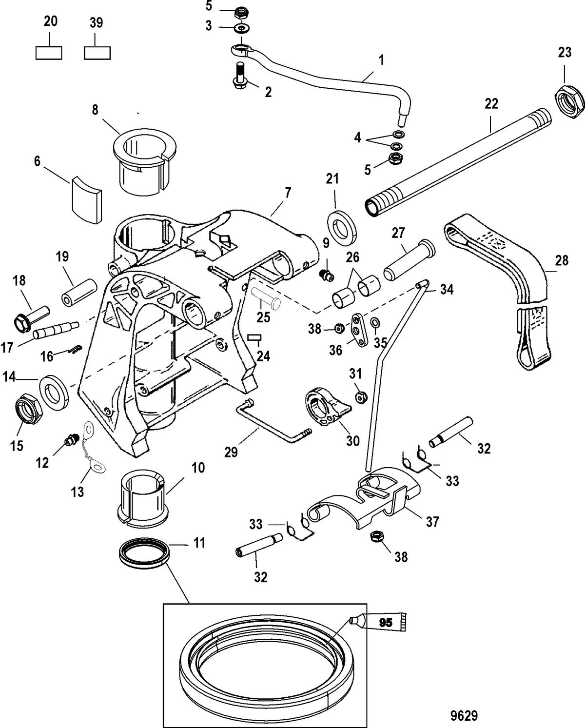 MERCURY/MARINER 30/40 (2 CYLINDER) 2-STROKE Swivel Bracket