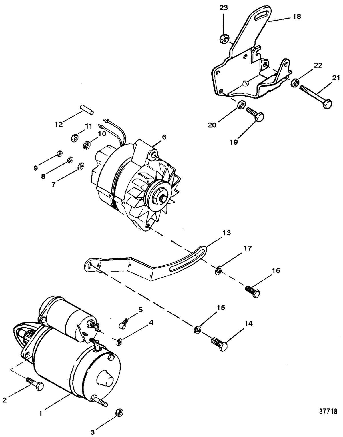 MERCRUISER 5.7L/LX 350 MAG ALPHA/BRAVO STARTER MOTOR AND ALTERNATOR