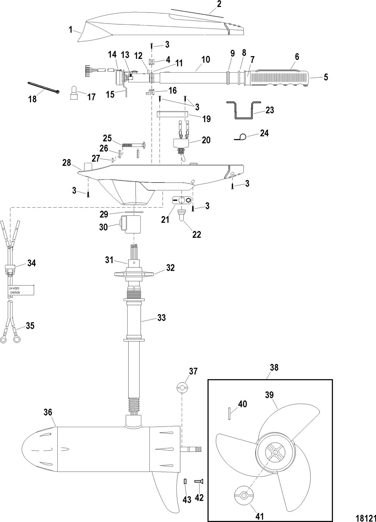 TROLLING MOTOR MOTORGUIDE FRESH WATER SERIES Complete Trolling Motor(Model FW70HBD - BASS) (24 Volt)