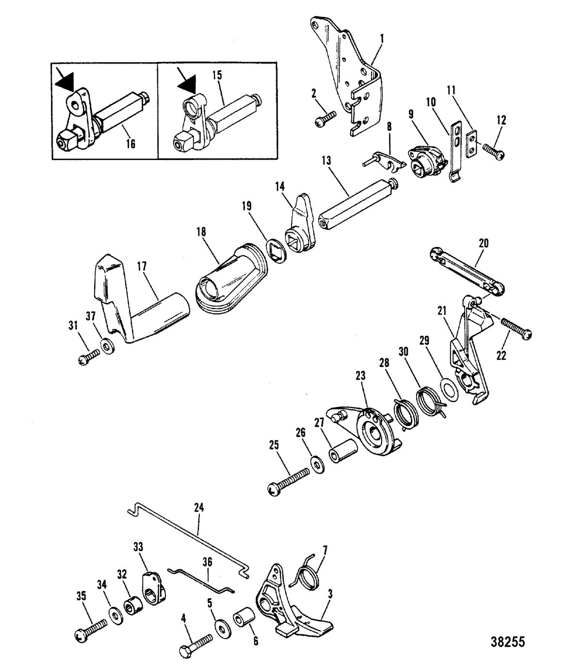MERCURY/MARINER 6/8/9.9/15 HP THROTTLE AND SHIFT LINKAGE(SIDE SHIFT MODELS)