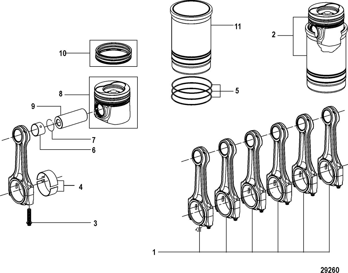 MERCRUISER CUMMINS/MERCRUISER DIESEL QSD-4.2L Connecting Rod and Piston, Design-II