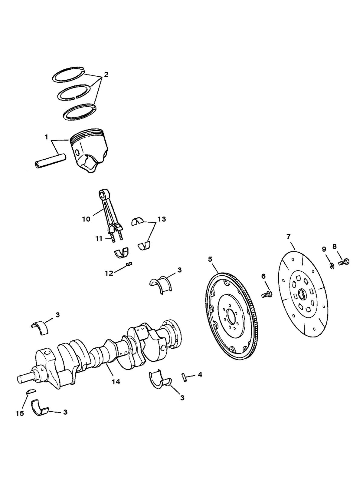 MERCRUISER 350 MAG TOURNAMENT SKI (CARB) CRANKSHAFT, PISTONS AND CONN. RODS