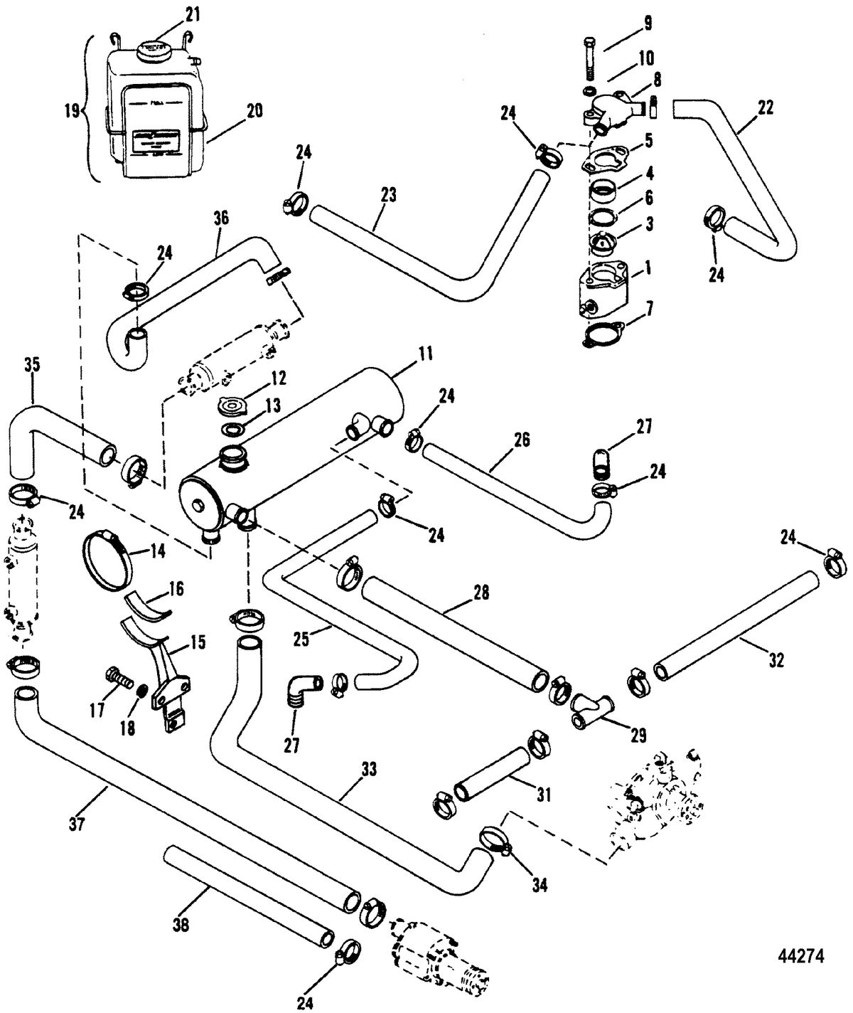 MERCRUISER 7.4L (MIE) HURTH/BORG WARNER (GEN V) CLOSED COOLING SYSTEM(HURTH)