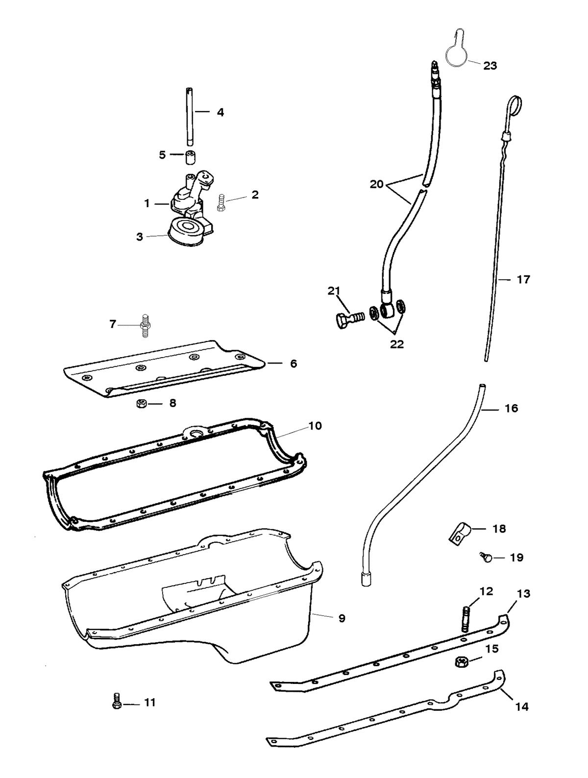 MERCRUISER 350 MAG TOURNAMENT SKI (CARB) OIL PAN AND OIL PUMP