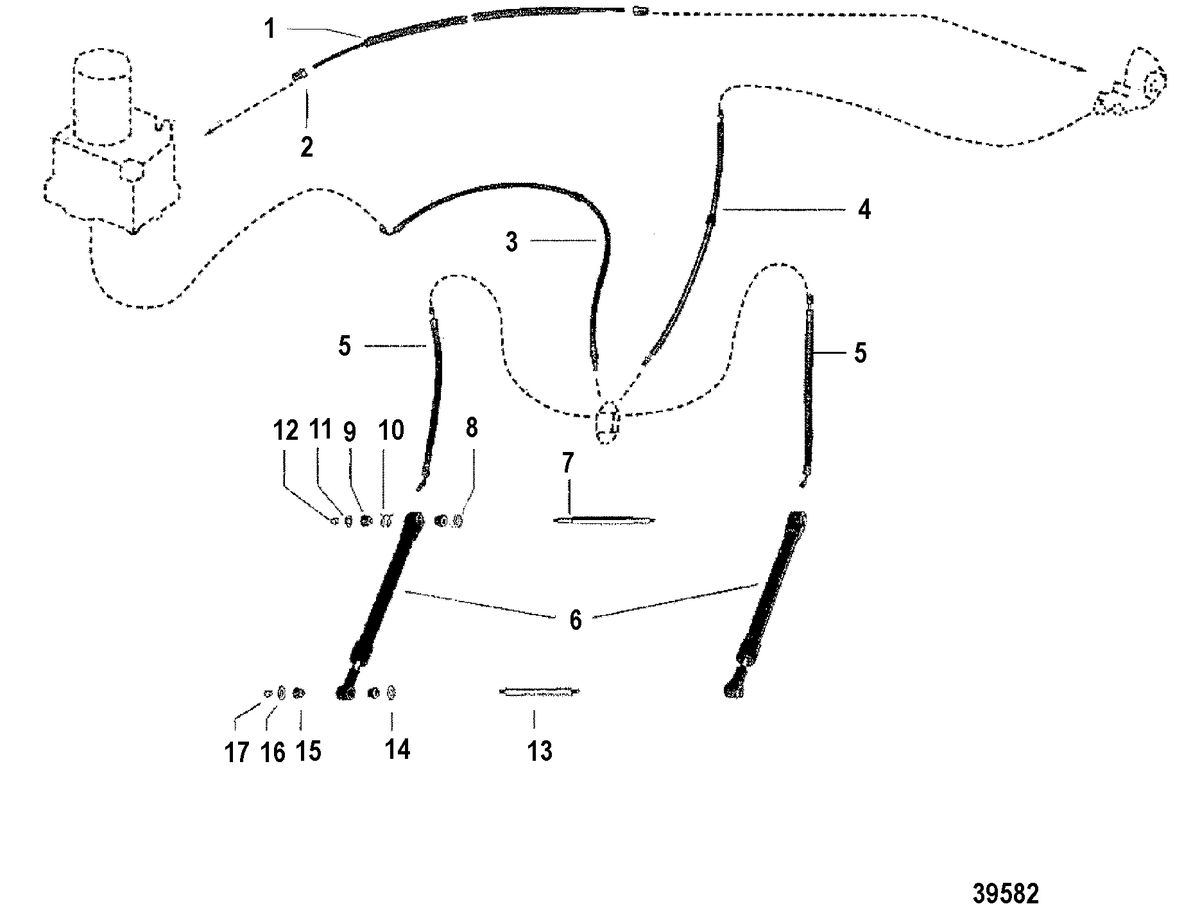 MERCRUISER 120/140 (1.98 RATIO) 165 (1.65 RATIO) 470/485 (1.84 RATIO) 260/898/228 (1.50 RATIO) TRIM CYLINDERS AND HYDRAULIC HOSES(INTERNAL LINES)
