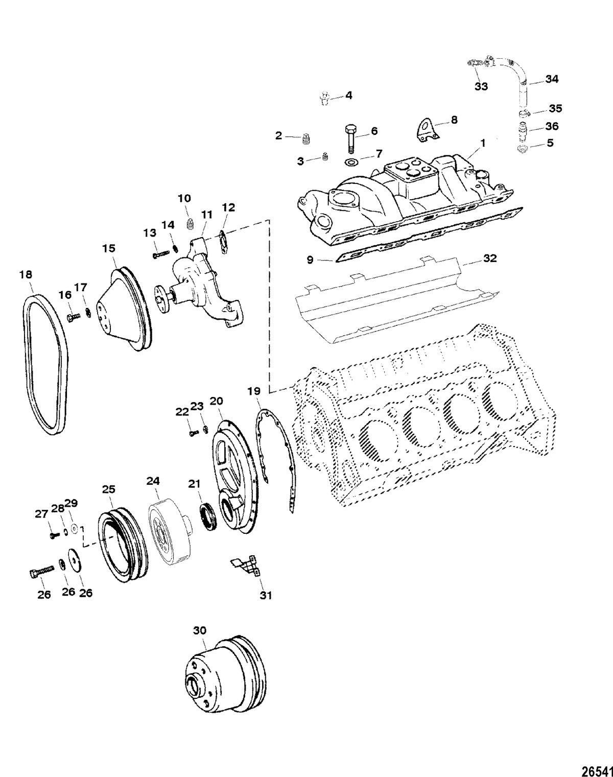 RACE STERNDRIVE 500 BULLDOG Intake Manifold And Front Cover