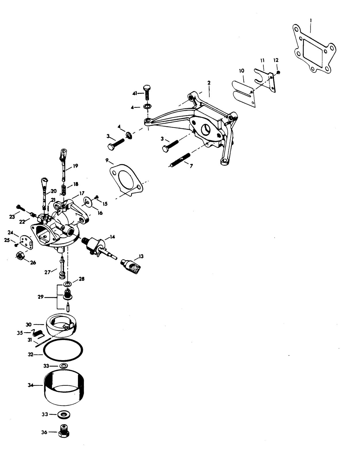 CHRYSLER 4 H.P. CARBURETOR AND REED PLATE