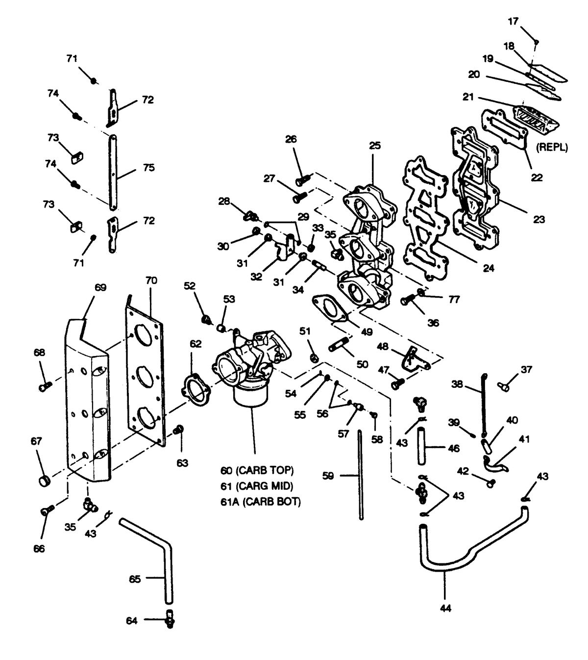 FORCE FORCE 1989 85 H.P. "A" MODELS ADAPTER AND REED PLATE