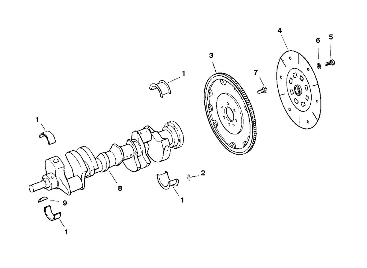 MERCRUISER 350 MAGNUM TBI TOURN SKI CRANKSHAFT AND FLYWHEEL
