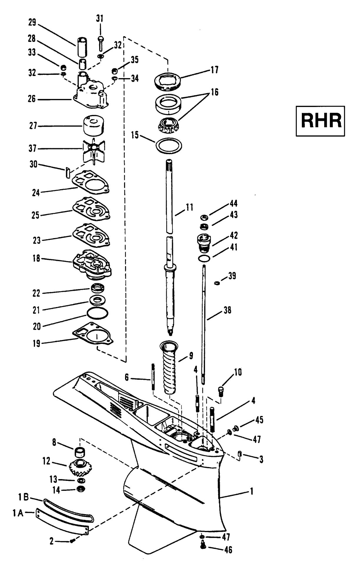 RACE OUTBOARD 2.5L (CARB) GEAR HOUSING (DRIVESHAFT)(RHR)
