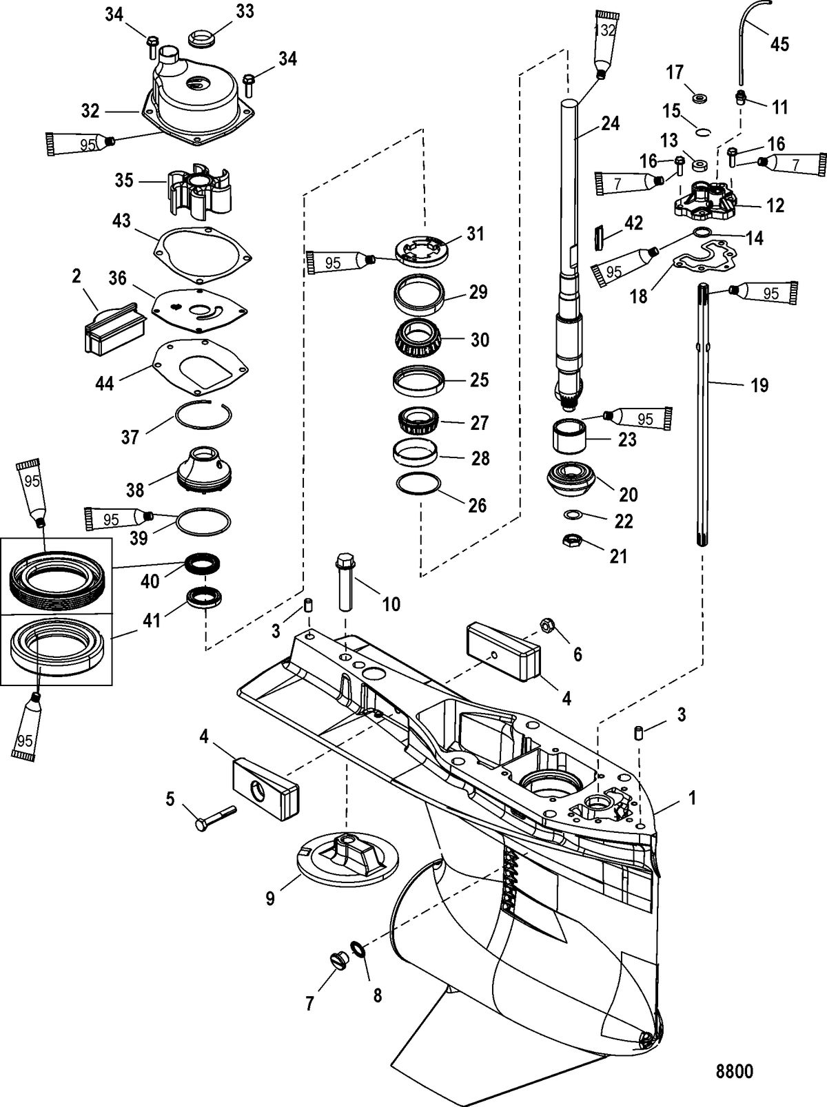 MERCURY/MARINER 135/150/175 4-STROKE Gear Housing(Driveshaft)(Standard/Counter Rotation)
