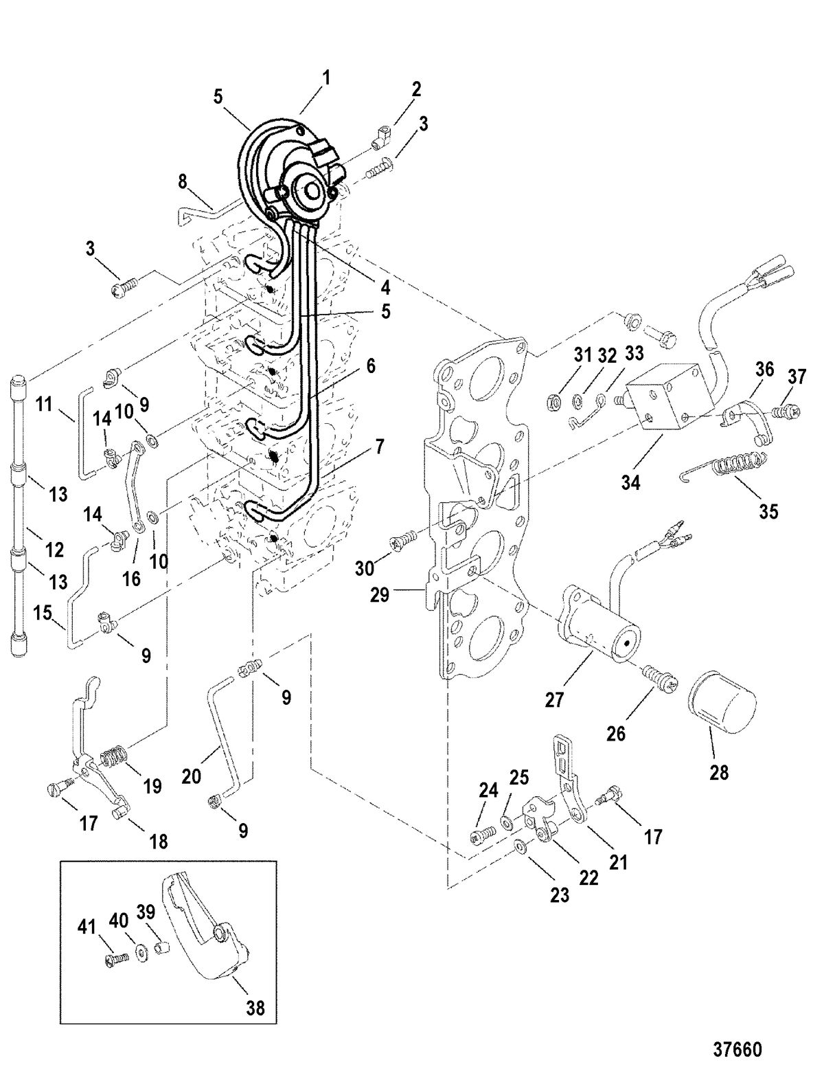 MERCURY/MARINER 40/50 /45 BODENSEE/50 BIGFOOT 4-STROKE CARBURETOR LINKAGE