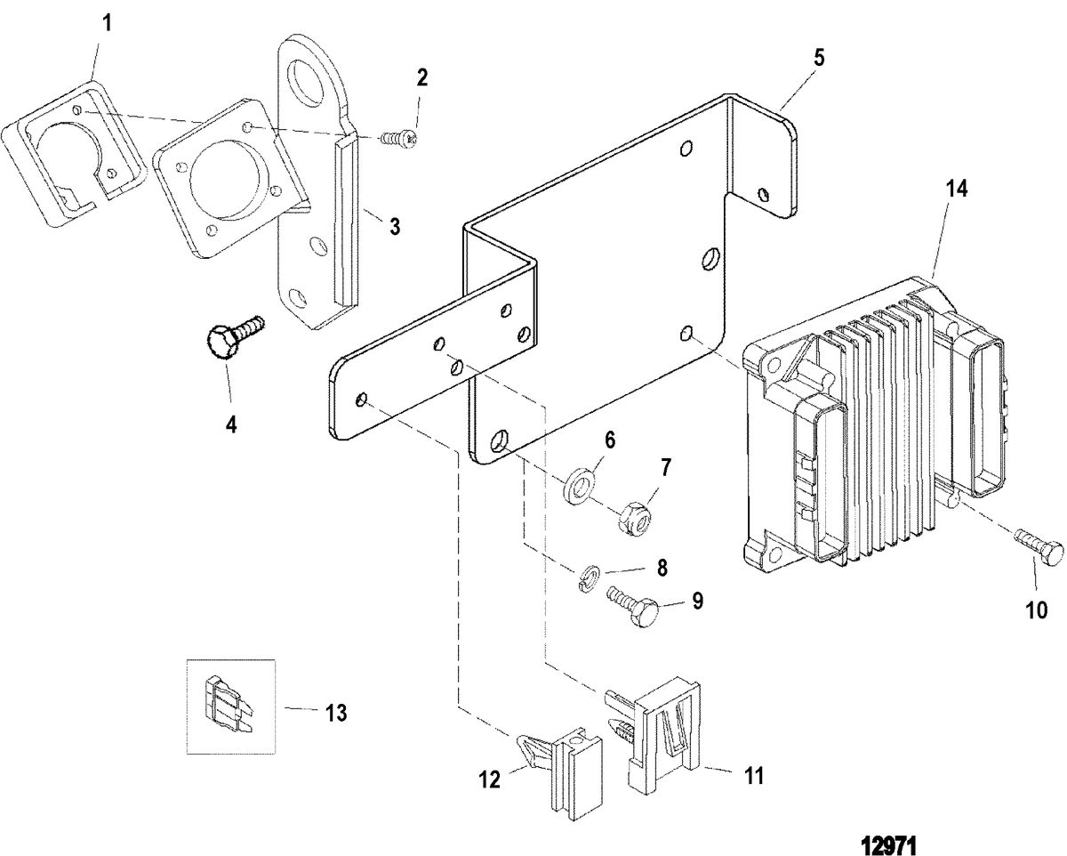 MERCRUISER 4.3L EFI ALPHA/BRAVO (262 CID - GEN+) ECM And Electrical Brackets