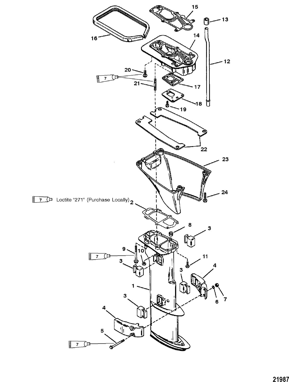 MERCURY/MARINER SEA PRO/MARATHON 15 H.P. Driveshaft Housing Assembly