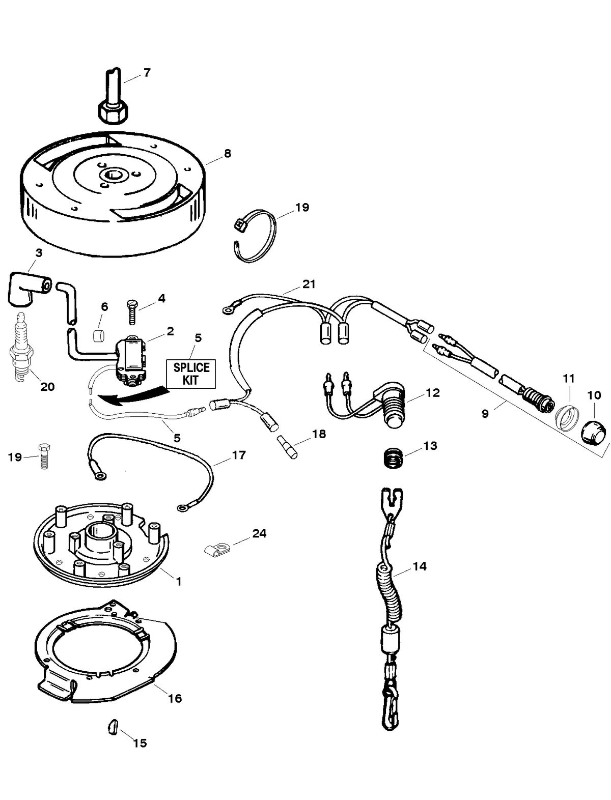 SEARS 25 H.P (OB MOTOR) W/6.6 GAL. REMOTE TANK IGNITION SYSTEM