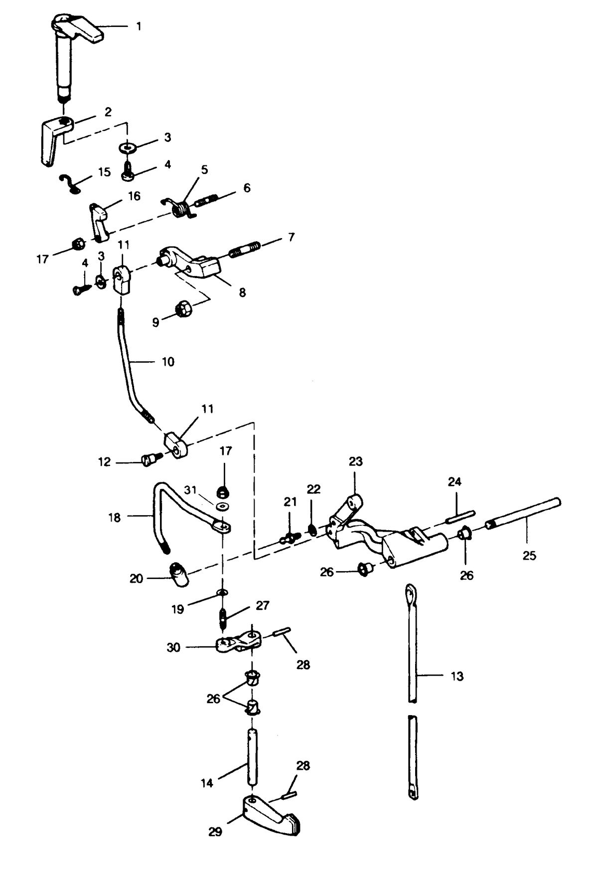 SEARS 15 H.P. OUTBOARD MOTOR SHIFT LINKAGE
