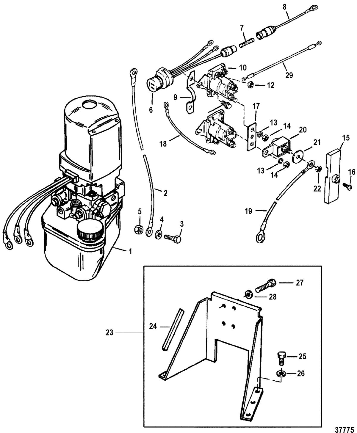 MERCRUISER ALPHA ONE (GEN. II) STERNDRIVE AND TRANSOM ASSEMBLY HYDRAULIC PUMP AND BRACKET