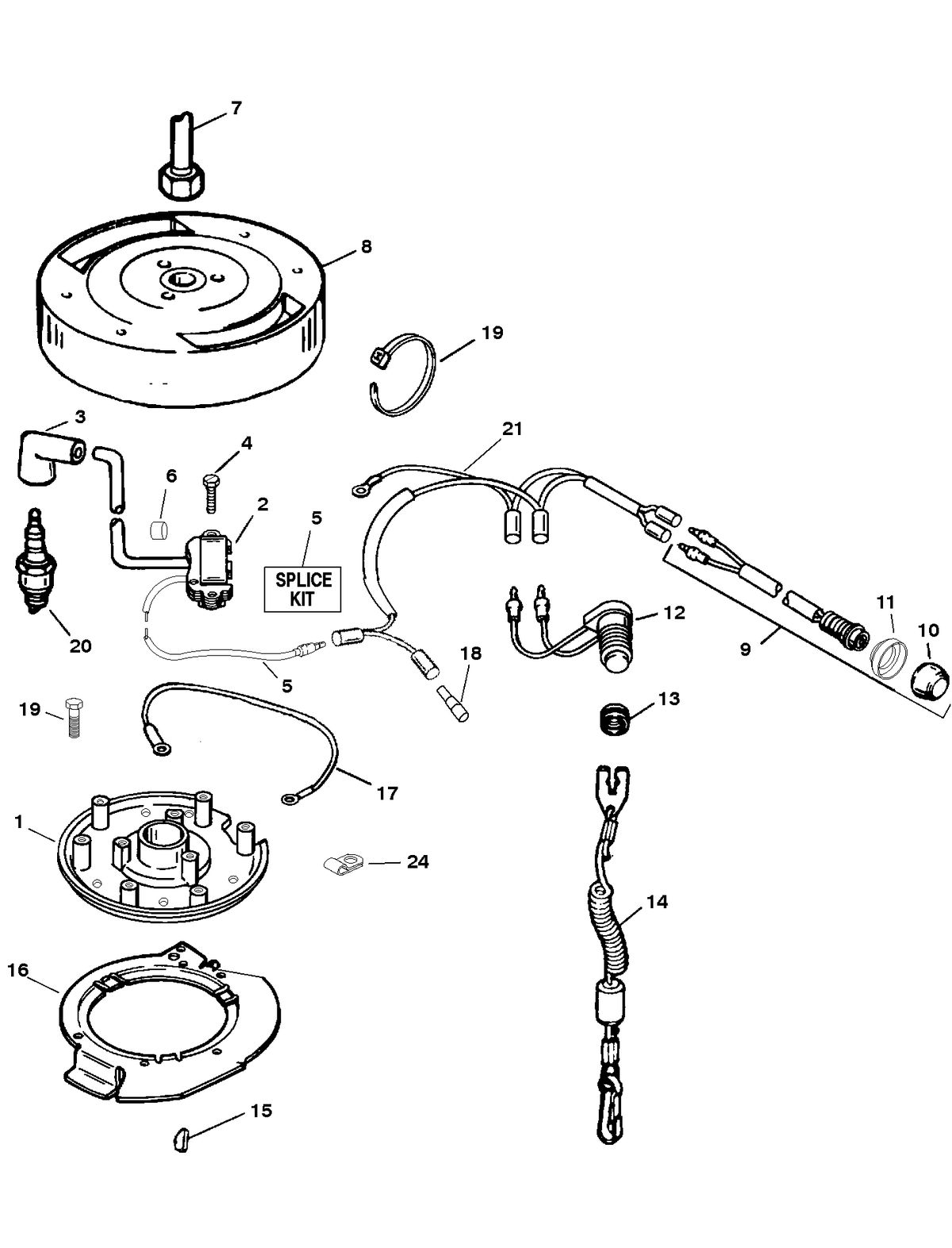 SEARS 25 H.P (OB MOTOR) W/6 GAL. REMOTE TANK IGNITION SYSTEM
