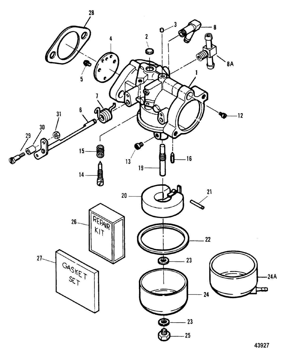FORCE 90 HP (1995) FORCE Carburetor