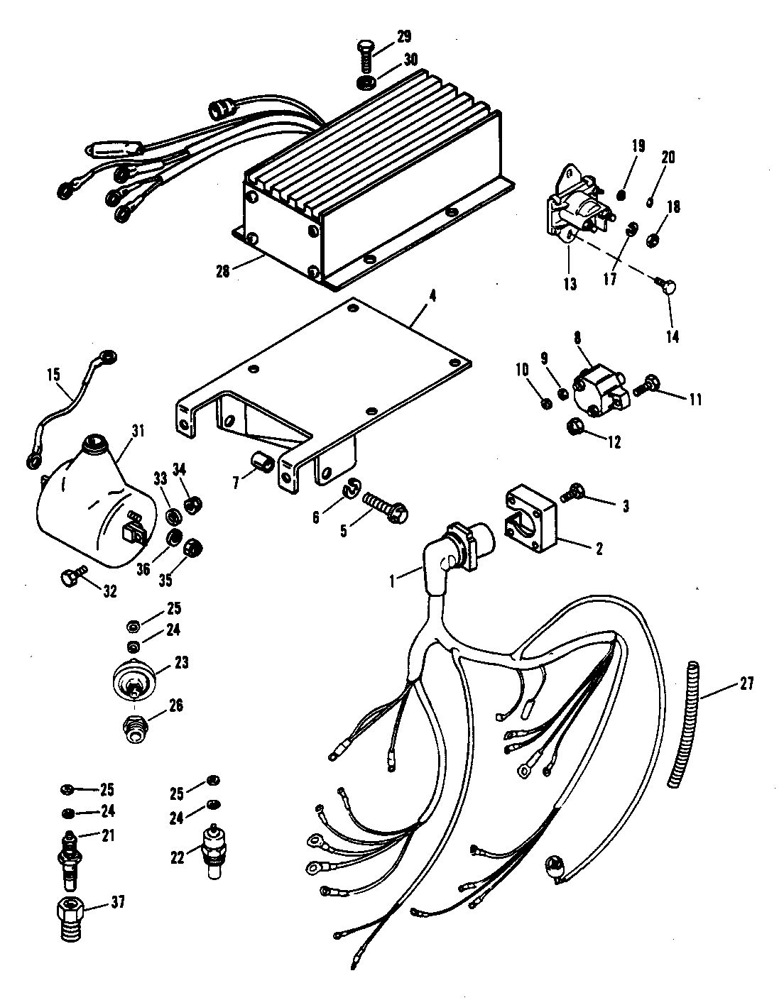 MERCRUISER 465 H.P. ENGINE ELECTRICAL COMPONENTS (C849992-D763731)