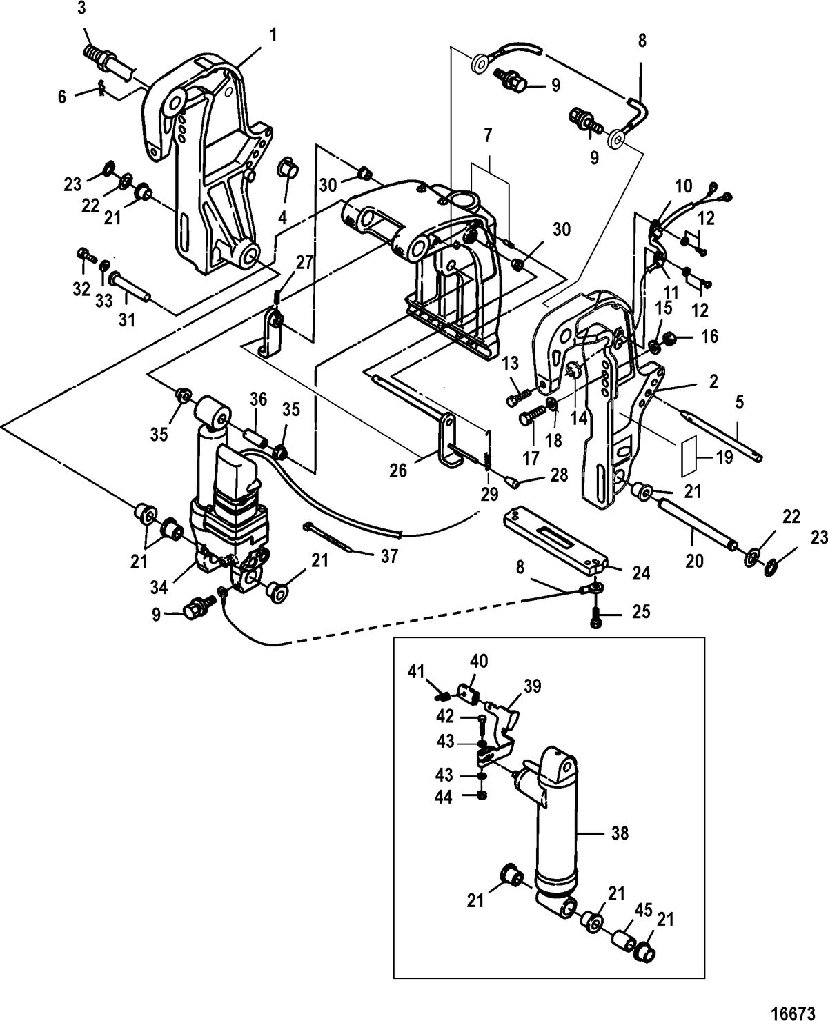 MERCURY/MARINER 25/30/JET 25 EFI/3 CYLINDER 4-STROKE Clamp Brackets, Power Trim and Gas Assist