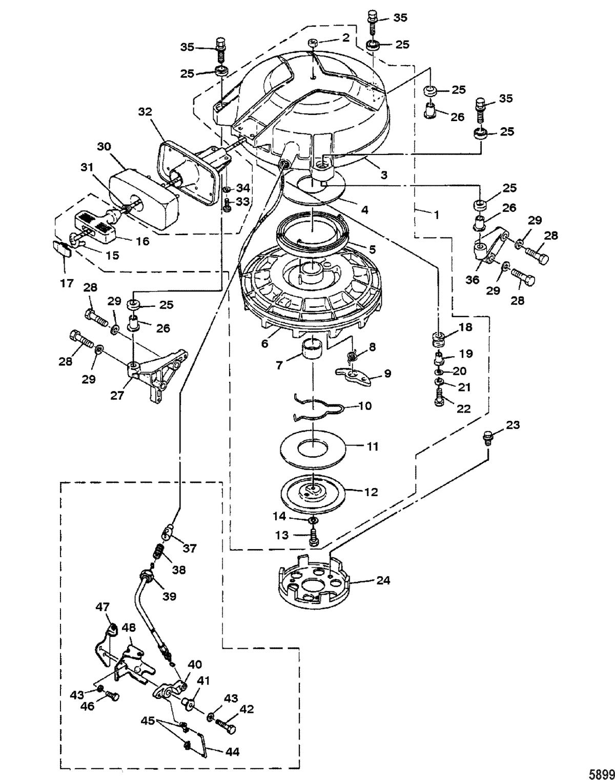 MARINER 40HP KEROSENE Recoil Starter
