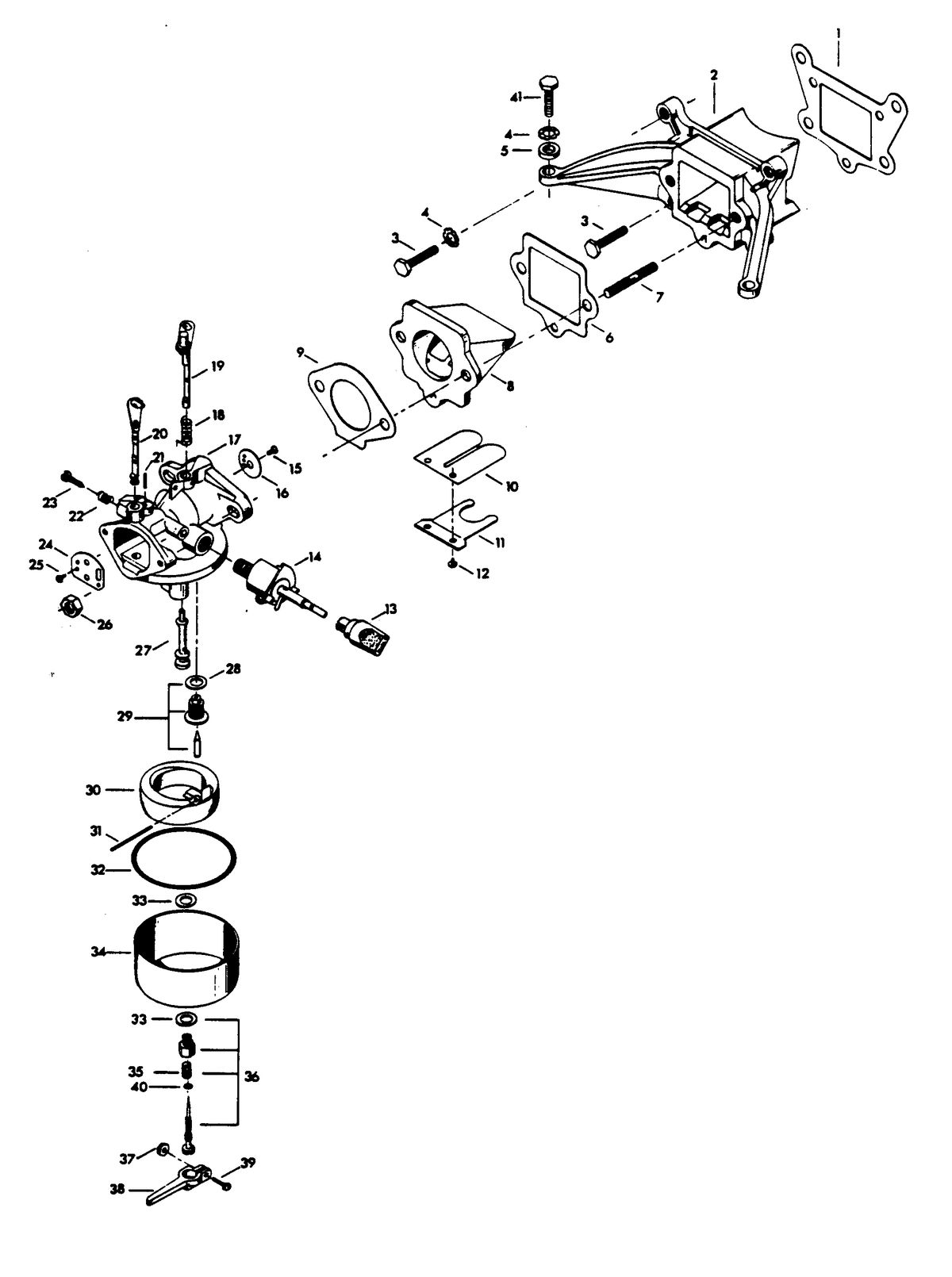 CHRYSLER 4 H.P. CARBURETOR AND REED PLATE