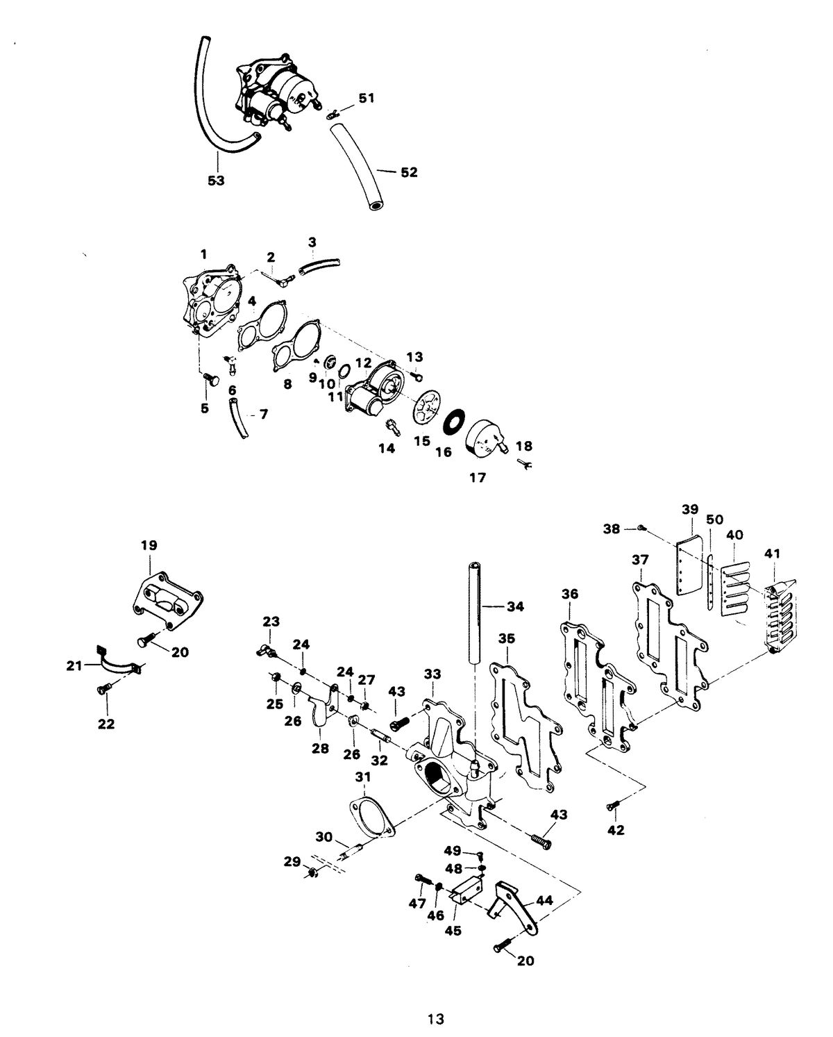 CHRYSLER 140 H.P. FUEL PUMP AND REED PLATE