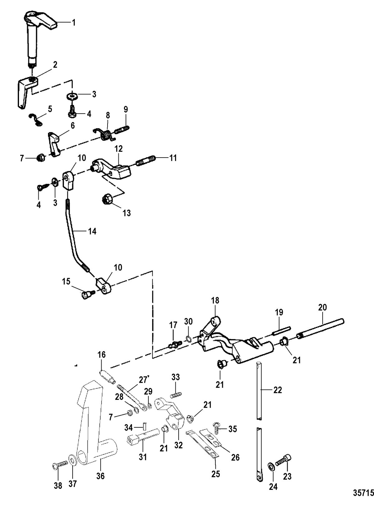 FORCE 9.9/15 H.P. SHIFT LINKAGE