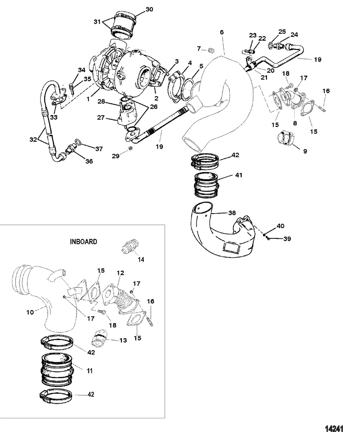 MERCRUISER CUMMINS/MERCRUSER DIESEL (2.8L/165) (4.2L/250) Turbocharger And Exhaust Elbow