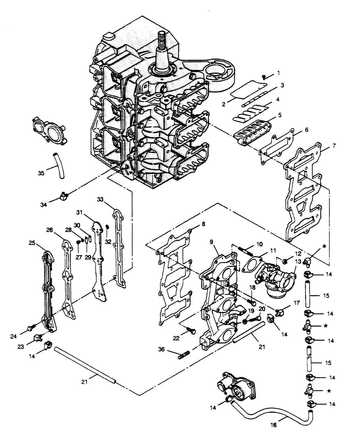 FORCE FORCE 1989 85 H.P. "A" MODEL L-DRIVE REED PLATE AND RECIRCULATION SYSTEM