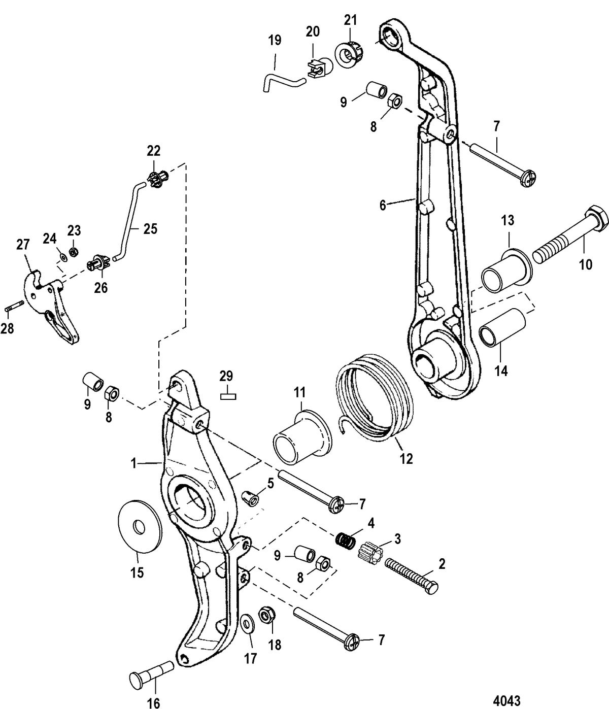 MERCURY/MARINER 100/115/125 HP 80 JET (4 CYLINDER) Throttle Lever and Linkage