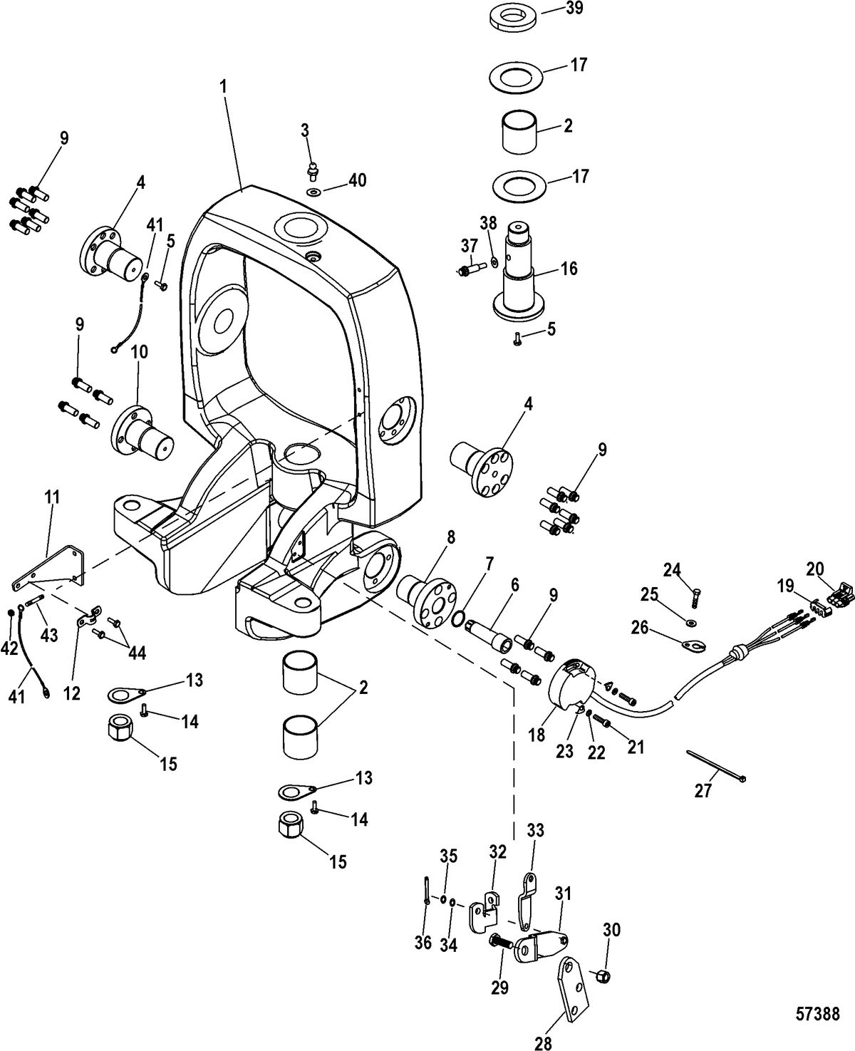 RACE STERNDRIVE M8 DRIVE AND M SERIES TRANSOM Gimbal Ring Components, Design-II, 0M969106 and Up