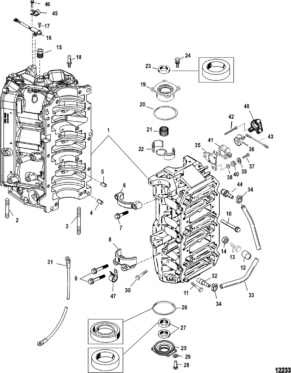 RACE OUTBOARD 225X EFI PROMAX Cylinder Block And End Caps
