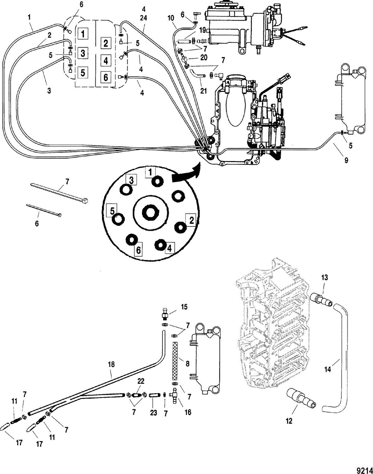 MERCURY/MARINER 115/135/150 DFI (2.5L) Oil Lines