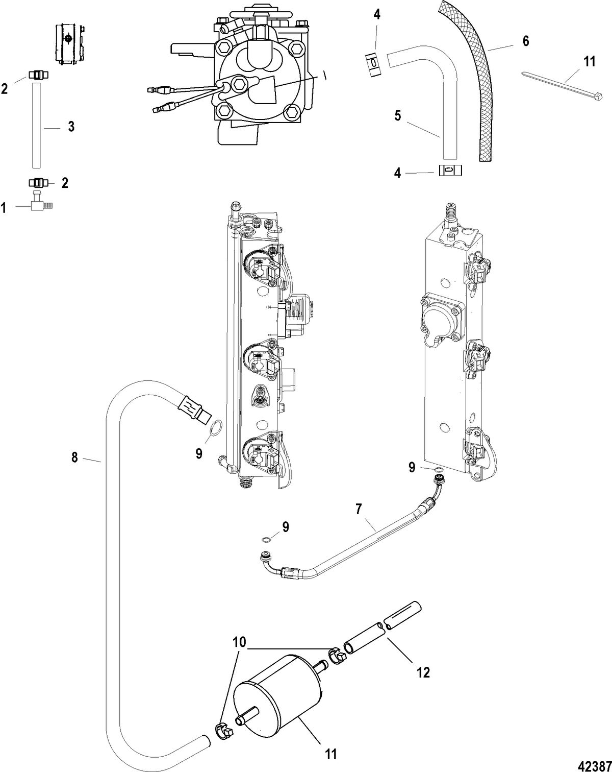 RACE OUTBOARD 200XS DFI (2.5L) Air Hoses(SN 1E050629 & Above)